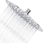 Derpras Round Rain Shower Head, 304 Stainless Steel, Ultra Thin Powerful High Pressure Top Spray Bathroom Rainfall Showerhead(Brushed Nickel) (10 Inch, 126 Jets)