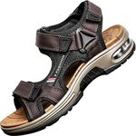 GILKUO Men's Sandals Leather Spring Summer Open Toe Outdoor Sandals, Dark Brown, 6 UK