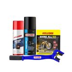 Kelvinn's Chain Maintenance Kit: 150ml Lube, 100ml Klene, Shine Extra Sponge, Cleaning Brush - Superior Bike Chain Care Solution