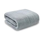 MAXOSHINE Microfiber Towels for Bath Large Size-Super Soft Coral Fleece Bathing Towel with Hook Quick Dry Super Absorbent-Bath Towel for Men and Women-70x140 cm (Grey, Pack of 1)