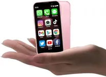 soyes Mini Phone World's Smallest 3.0" HD Touch Screen Mini Smartphone Unlocked Android Compact Mobile Phone for Students Cell Phone wih Quad-Core Dual SLM Face lD 2GB+16GB Pink