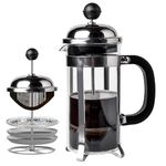 Sipologie Vintage French Press Coffee Maker 350ml, 4-Level Filtration System for Sediment-Free Coffee, Heat-Resistant Durable Borosilicate Glass, Silver