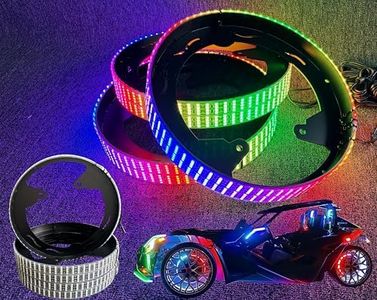 Ydzwavui 8Rolls Double Quad Row Brightest LED Dream Color Chasing Flow Series Wheel Rim Lights - Strobe Flash Breath Modes, APP Remote Control for Polaris Slingshot Wheel Lights