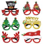 ZUIYIN 6 Pack Christmas Glasses Glitter Party Glasses ​Frames Christmas Decoration Eyeglasses for Christmas Parties New Year Favors Photo Booth