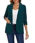 MINTLIMIT Womens Blazer 3/4 Sleeve Slim Fit Jacket Elegant One Button Lapel Suits Size 16 18 (GN-Dark Green L)