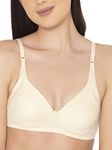 Clovia Women's Cotton Rich Solid Non-Padded Full Cup Wire Free T-Shirt Bra (BR0636P24_Nude_38D)