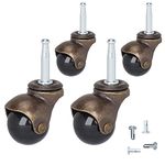 1.5" Ball Casters Stem Caster Wheels with 5/16" x 1-1/2" (8 x 38mm) Stem Antique Gold Ball Caster Swivel Caster for Furniture Casters Sofa Chair Cabinet Set of 4 (Without Brakes)