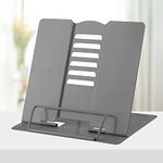 Honagu Book Stand Metal Desk Book Holder, Book Holders for Reading Hands Free, Adjustable Cookbook Documents Holder, Portable Bookstand for Music Books, Textbook, Recipe, Tablet, Ipad (Grey)