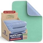 Comfy4All Quick Dry Bed Pads (3 Pack - 24" x 36" L) Reusable Incontinence Pads Washable Design for Adults & Kids - Waterproof Pad Protector for Mattress, Furniture & Floor - Incontinence Bed Pads