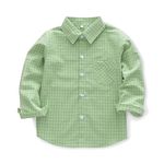 OCHENTA Little Big Boys' & Men's Long Sleeve Button Down Oxford Dress Shirt - Green - 4 Years