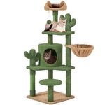 Yaheetech Cat Tree Cat Tower, 135cm Cactus Cat Tree w/Scratching Posts & Condo, Multi-Level Cat Climbing Tower Activity Centre Cat Furniture for Indoor Cats