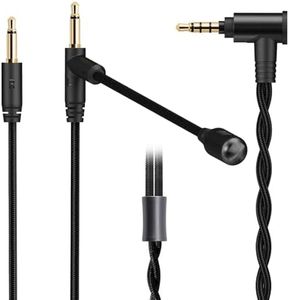 FAAEAL Voice Call Microphone Boom Cable,Aluminum Alloy Mic Dual 3.5mm Gaming Cable Compatible with Hifiman HE4XX HE560 MDR Z1R Beyerdynamic T1Ⅱ for Studio Gaming livestreams Audiophile 3.5mm 6.5ft