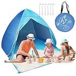 Easy Pop Up Beach Tent 2-3 Person Sun Shelter Lightweight Family Beach Shade UPF 50+ Anti UV Portable Beach Umbrella Automatic Instant Sunshade Cabana Canopy with Carry Bag for Baby Adults Family (Blue)