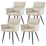 TUKAILAi Dining Chairs Set of 4 Velvet Upholstered Seat Leisure Kitchen Chairs with Armrest, Backrest and Metal Legs, Comfy Accent Chairs for Home Lounge Living Room Reception Chair