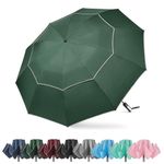 G4Free 62 Inch Windproof Inverted Umbrella with Reflective Stripe Large Compact Reverse Golf Umbrella for Rain 10 Ribs Double Canopy Travel Umbrella Automatic Open Close