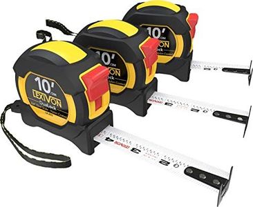 LEXIVON [3-Pack] 10Ft/3m DuaLock Tape Measure | 3/4-Inch Wide Blade with Nylon Coating, Matt Finish White & Yellow Dual Sided Rule Print | Ft/Inch/Fractions/Metric (LX-203)