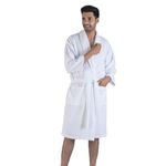 MYTRIDENT Bathrobes for Men, 240 GSM Urban Comfort Collection, 100% Cotton bathrobes for women, Soft, Perfect for Gym, Shower, Spa, Vacation, Medium Size, White Colour