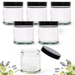 Clear Glass Ointment Jar with Airtight Black Urea Lid - Perfect for Balms, Creams, Lotions, and More (6, 120ml)