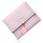 flintronic Women's Wallets, PU Leather Ladies Purse, Small Card Wallet with Multiple Card Slots & Compartments, Leaf Pendant Zipper Coin Purse for Girls Ladies - Pink