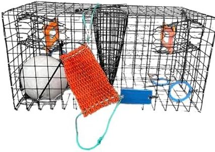 JOY FISH Maryland Blue Crab Heavy Duty Crab Trap, 24""X12""X12"" with Gauge and Bait MESH Bag, Large, Black