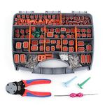 Flytuo Deutsch Connectors Kit with Crimping Tool - 540PCS, 2/3/4/6/8/12 Pin DT Connectors, Removal Tool, Size 16 Solid Terminal Contacts, 14-20 AWG (Grey)