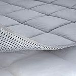 Cotton Mattress Pad Cover King, Topped with 100% Cotton Cover and Mesh Shell Underlay, Snow Fiber Filled, Soft, Temperature Regulated, Premium Mattress Protector, Machine Washable