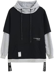 GURUNVANI Contrast Color Pullover Hoodie Mens Patchwork Hoodies Men，10W107GREY，X-Large