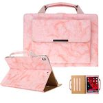 Marble Series Handbag iPad Mini Case - UGOcase PU Leather Shockproof Folio Kickstand Auto Sleep Wake Hand Strap Document Pocket Cover with Handle for iPad Mini 5/Mini 4/Mini 3/Mini 2/Mini - Pink