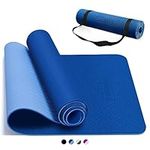 CAMBIVO Yoga Mat for Women Men Kids, Extra Thick Yoga Mat Double-Sided Non Slip, Professional TPE Yoga Mats, Workout Mat with Carrying Strap for Yoga, Pilates and Floor Exercises(Blue)