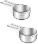 BERYLER® 2 Pack 1/4 Cup (4 Tbsp | 60 ml | 60 cc | 2 oz) Measuring Cup, Stainless Steel Measuring Cups, Metal Measuring Cup, Kitchen Gadgets for Cooking