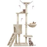 Cat Tree, Cat Scratch Posts 145cm Multi-Level Stable Climbing Tower Trees with Ladder, Indoor Pet Activity Furniture Play House for Kitty Kitten