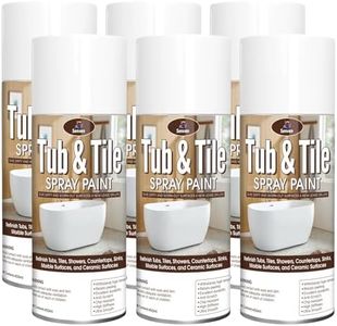 Tile Paint 6Pack, White Tub and Tile Refinishing Spray Paint Waterproof White Spray Tile Paint Bathtub Refinishing Kit for Tiles Ceramic Porcelain Fiberglass Bathroom Walls Sinks Countertop Toilets
