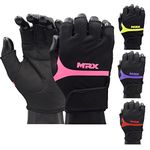 MRX Weight Lifting Gloves for Women Breathable Workout Gloves Anti Slip Padded Shock-Absorbing Extra Grip Palm Protection Half Finger Exercise Gloves for Gym, Cycling, Weightlifting|Pink Medium