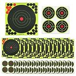 TOYMIS 135pcs 3 & 8 Inch Shooting Targets Stickers with 420 Pcs Cover Patches Round Splatter Targets for Shooting Range Self Adhesive Targets for Archery Bow, Hunting Training (2 Sizes)