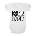 Shopagift Personalised with ANY NAME I Love my Grandma Cute Boys and Girls Baby Vest Bodysuit (0-3 Months, White)