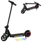 SPORTNOW Electric Scooter for Kids, Foldable E Scooter for Age 6-14 with Dual Brakes, Up to 14 KM/H, Maximum Range 6 KM, 6.8kg Lightweight, Front Suspension, LED Colourful Lights, Black