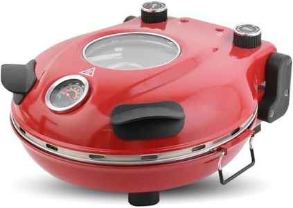 Klaif Electric Pizza Oven, Visible Glass Window, 4-minites Pizza Maker with 31cm Ceramic Stone, 5 Temp Settings 420°C Max, 1200W Red