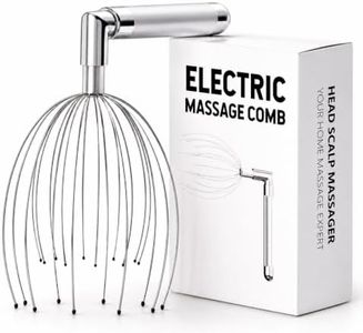 Head Massager Scalp – Electric Scalp Massagers with L-Handle, Waterproof Head Scratchers & Hair Massage Tool with 20 Metal Fingers for Stress Relief and Relaxation