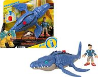 Fisher-Price Imaginext Jurassic World Camp Cretaceous Mosasaurus Dinosaur & Kenji figure set for preschool kids ages 3-8 years