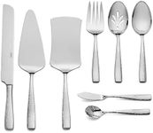 Hudson Essentials 8-Piece Hammered 18/10 Stainless Steel Serving Utensils Set - Hostess Serving Set with Wedding Cake Knife & Cake Server - Flatware Silverware