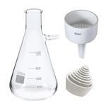 Buchner Funnel Filtering Kit Vacuum Filter Flask Set with 1000ml Filter Bottle and 80mm Funnel, Borosilicate Glass Lab Vacuum Filtration Distillation Apparatus (White)