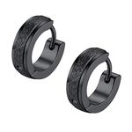 U7 Mens Earrings Black Metal Plated Stainless Steel 3.8MM Wide Chunky Earrings Personalized Matte Huggie Hoop Earrings