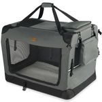 VOUNOT Dog Carrier XL, Foldable Pet Travel Transport Bag, Extra Large Portable Fabric Dog Crate w/Cushion, Grey