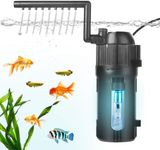 BAITAI Internal UV Fish Tank Filter,400L/H 4W Aquarium Filter Pump,Turns Green Water to Clear,5-in-1 Filter Pump for 15-80L Aquarium,Flow Rate and Direction Adjustable