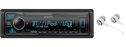 Kenwood CD, CD-R/RW, MP3/WMA Receiver AM/FM Radio with Front Panel USB and AUX Input and Remote Control Includes a Free Pair of NUTEK Earbuds