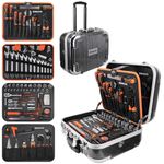 REALTEK 123pcs Tool Kit, Mechanic Tool Set, Portable Tool Kits for Home with Aluminum Trolley Case, Tool Box with Tools Included, Hand Tool Set Toolkit Household Repair and Diy for Men, CR-V Material