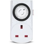 G-Homa Mechanical Timer Plug Socket UK, 24 Hour Programmable Energy Saving Plug-in Indoor Timer Plug Switch for Lights, Lamps and Home Appliances, Daily On/Off Cycle, CE Listed