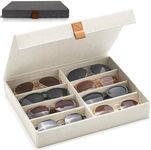 ZICOTO Beautiful Sunglass Storage Organizer For 8 Pairs - A Stylish Linen Case Protects and Displays All Your Glasses - The Perfect Storage Organizer To Hold Multiple Glasses Safe and Dust Free