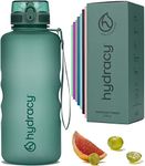 Hydracy Water Bottle with Time Marker -Large 2 Litre BPA Free Water Bottle & No Sweat Sleeve -Leak Proof Gym Bottle with Fruit Infuser Strainer & Times to Drink -Ideal for Fitness Sport & Outdoor