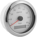 GPS Speedometer Gauge, 85mm/3.35in Universal GPS Speedometer Car Speedometer Odometer GPS Speed Meter Speed Gauge 80MPH/H for Cars Engines Boats 9‑32V DC(white) Speed ​​meter